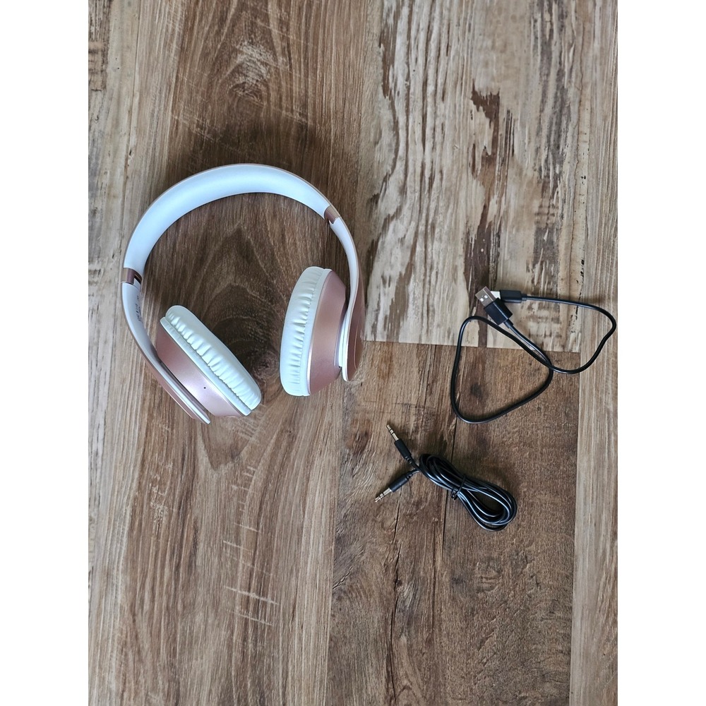 Uliptz Wireless Bluetooth Over Ear Headphones Rose Gold Foldable with Cables